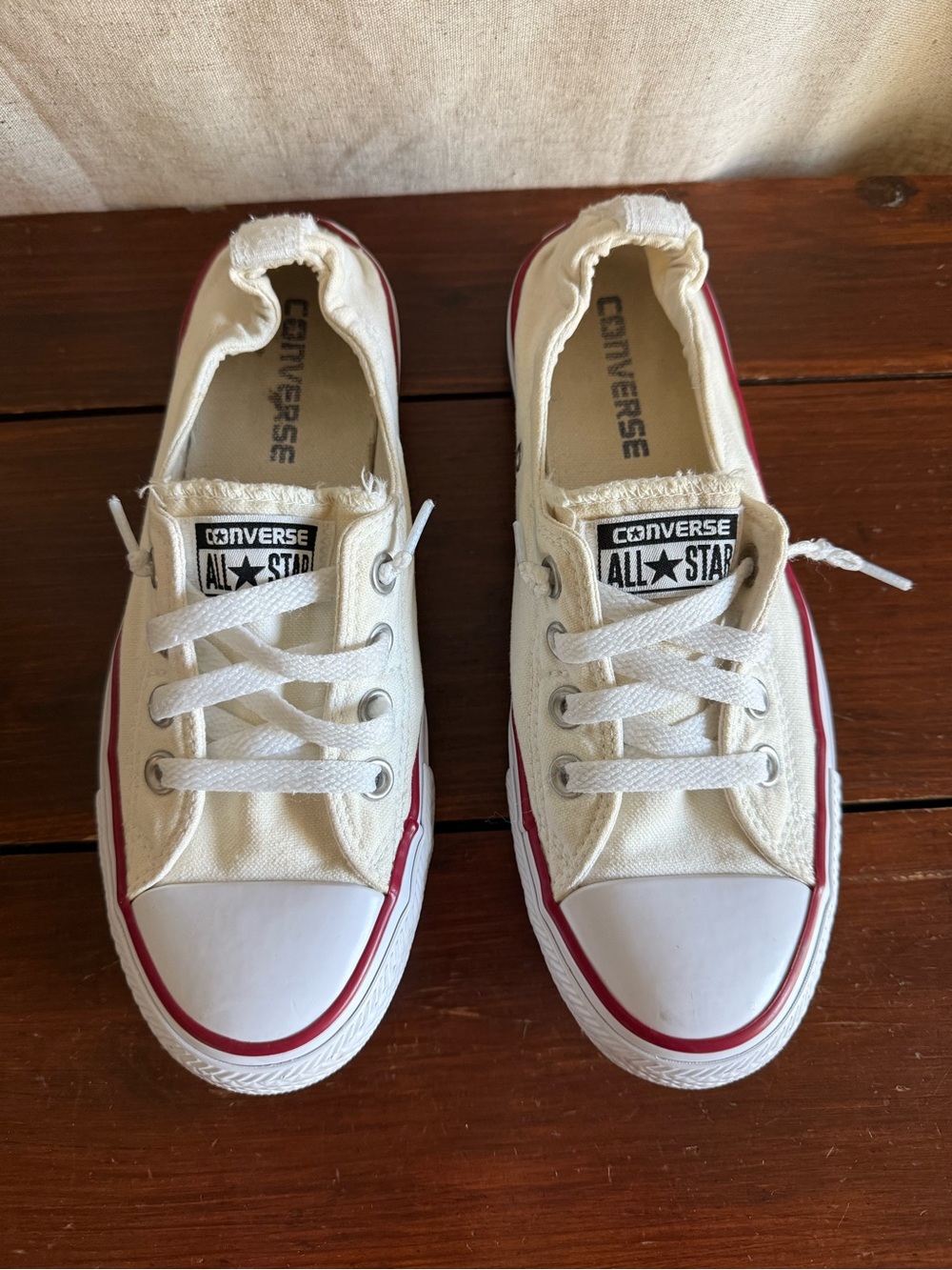 Converse Women’s All Star Shoreline Sneakers in White with Red Trim